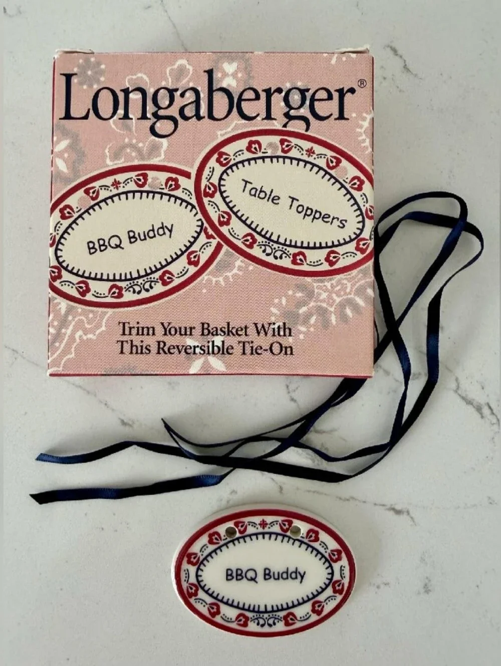 Vintage 2000 Longaberger BBQ Buddy Table Toppers Reversible Tie-On #36234 NIB